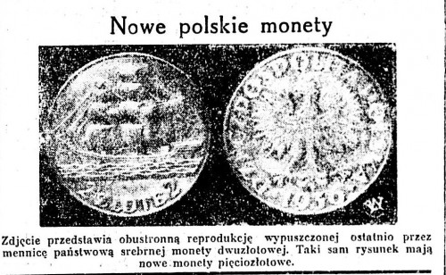 1937-01-03 Głos poranny nowe monety 5 i 2 zł żaglowiec wycinek.jpg